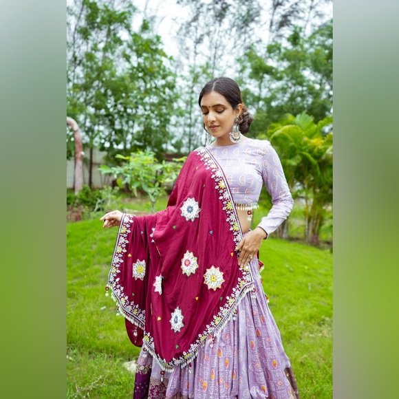 Annu’s Creation purple multicolor chaniya choli lehenga - Picture 3 of 17
